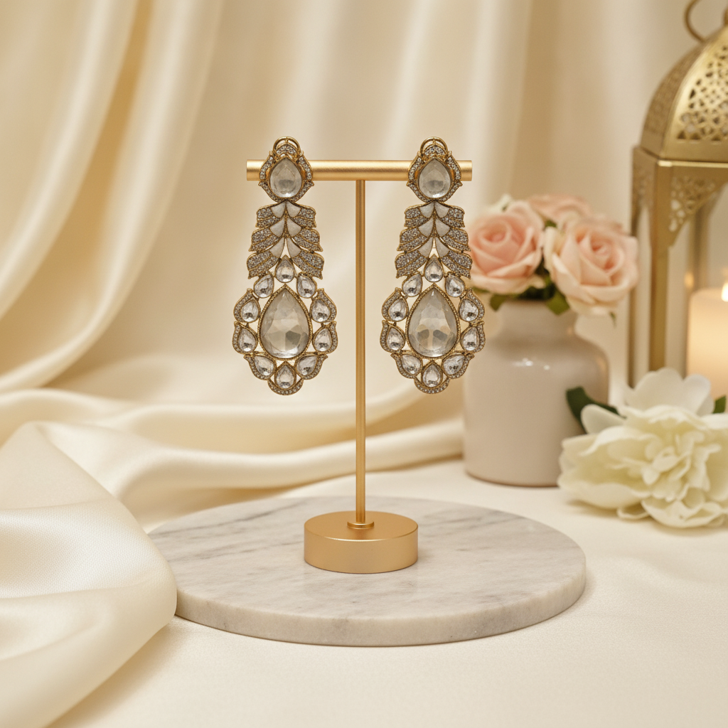 Inaya · Polki Style AD Dangle Earrings | Allure Jewelry by Rushi