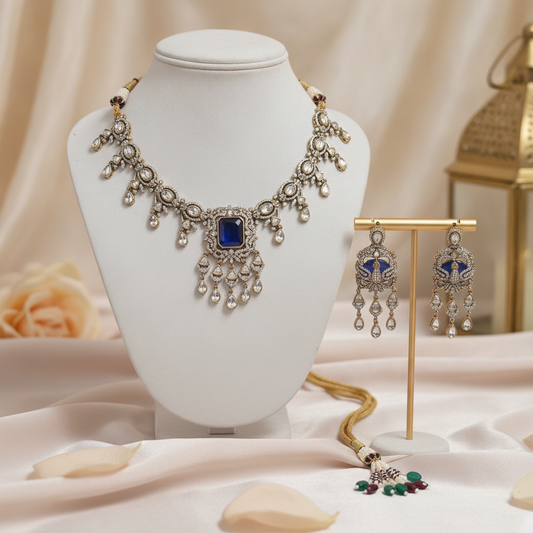 Sana · Antique Gold Blue Stone Set | Allure Jewelry by Rushi