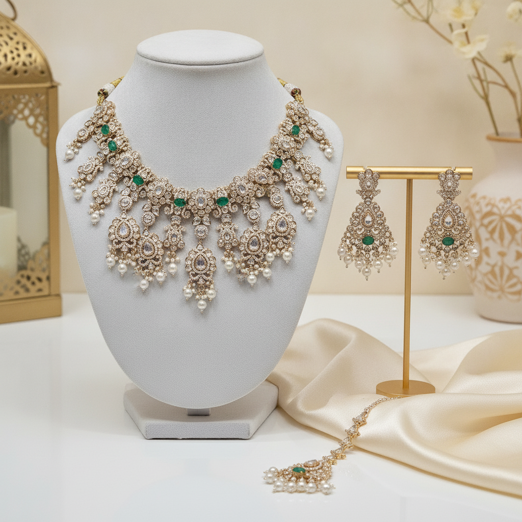 Anvi · Gold Polki Emerald Set | Allure Jewelry by Rushi