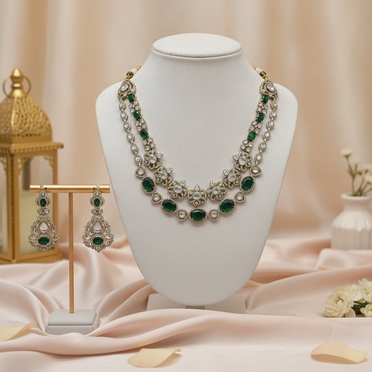 Diya · Emerald AD Necklace Set | Allure Jewelry by Rushi