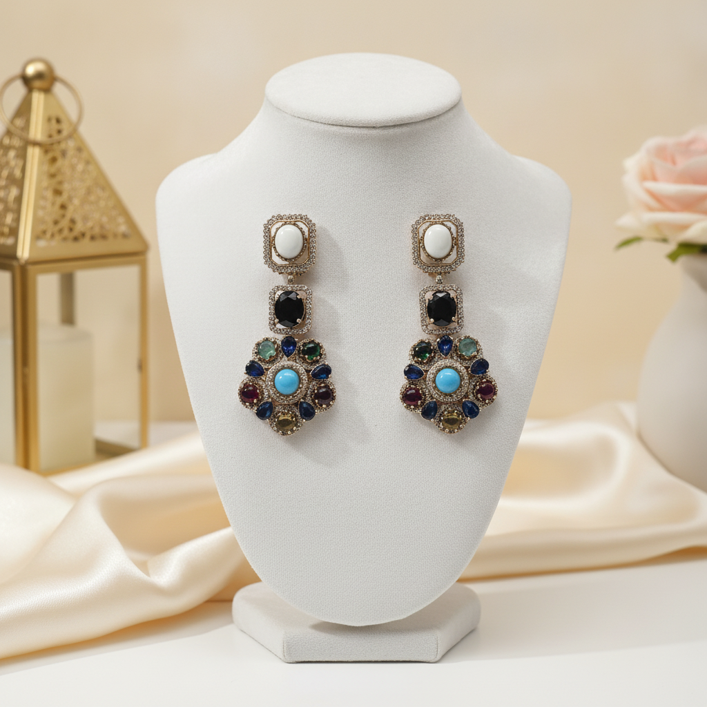 Minal · Multi · color AD Statement Earrings | Allure Jewelry by Rushi