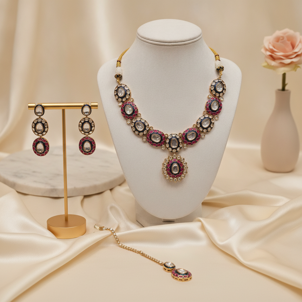 Reem · Polki Kundan Ruby Enamel Set | Allure Jewelry by Rushi