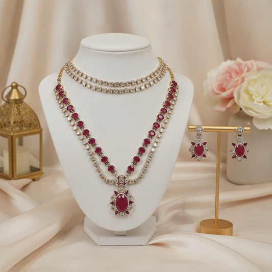 Isha · Ruby AD Necklace Set | Allure Jewelry by Rushi