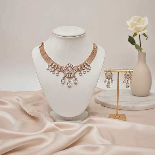 Anika · Rose Gold AD Choker Set | Allure Jewelry by Rushi