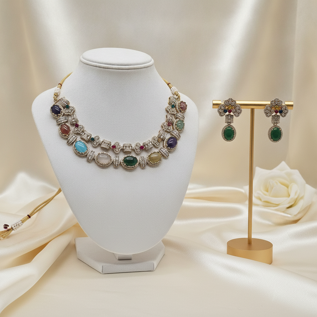 Siya · Multi · stone AD Necklace Set | Allure Jewelry by Rushi