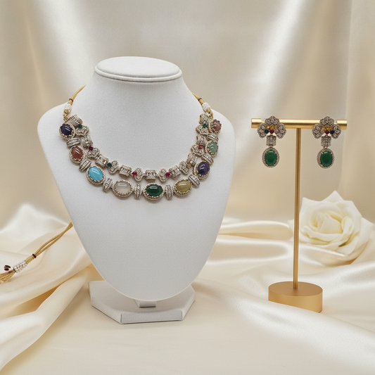 Siya · Multi · stone AD Necklace Set | Allure Jewelry by Rushi