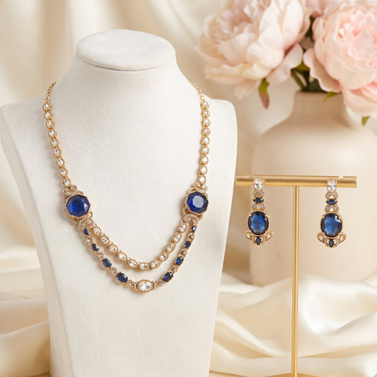 Samira · Blue AD Necklace Set | Allure Jewelry by Rushi