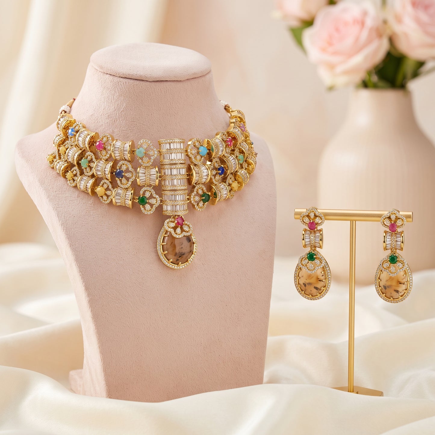 Eshe · Multicolored AD Necklace Set | Allure Jewelry by Rushi