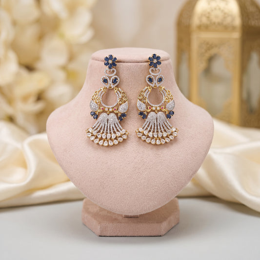Harleen · Navy Blue AD Chandelier Earrings