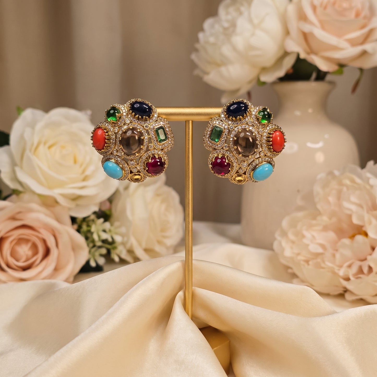 Rida · Multi · Color Gemstone AD Earrings | Allure Jewelry by Rushi