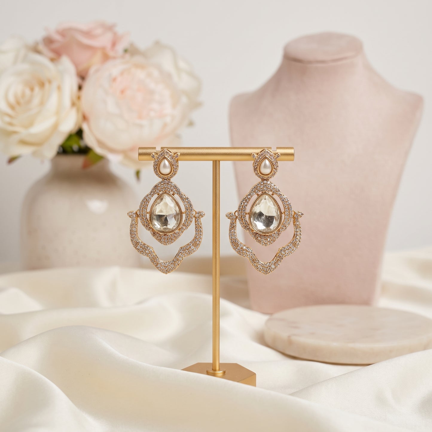 Sarika · Gold AD Chandelier Earrings | Allure Jewelry by Rushi