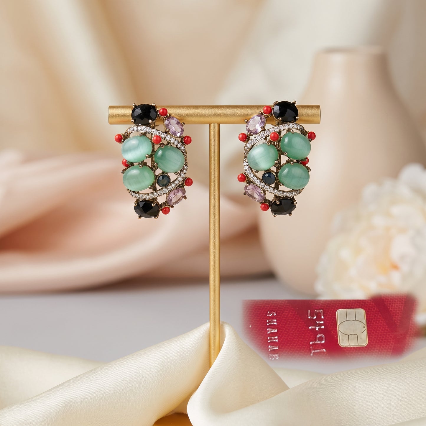 Mehak · Multi · stone AD Cluster Earrings | Allure Jewelry by Rushi