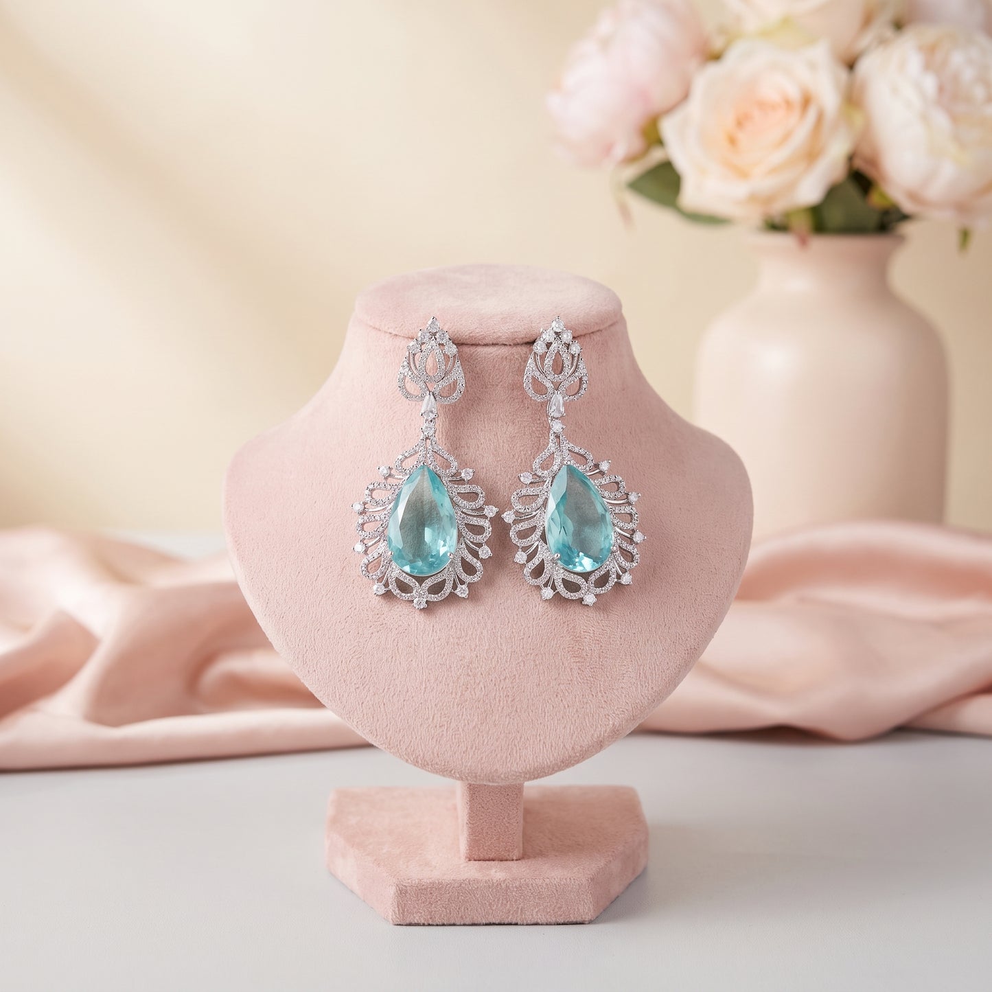 Alishba · Aqua AD Drop Earrings | Allure Jewelry by Rushi