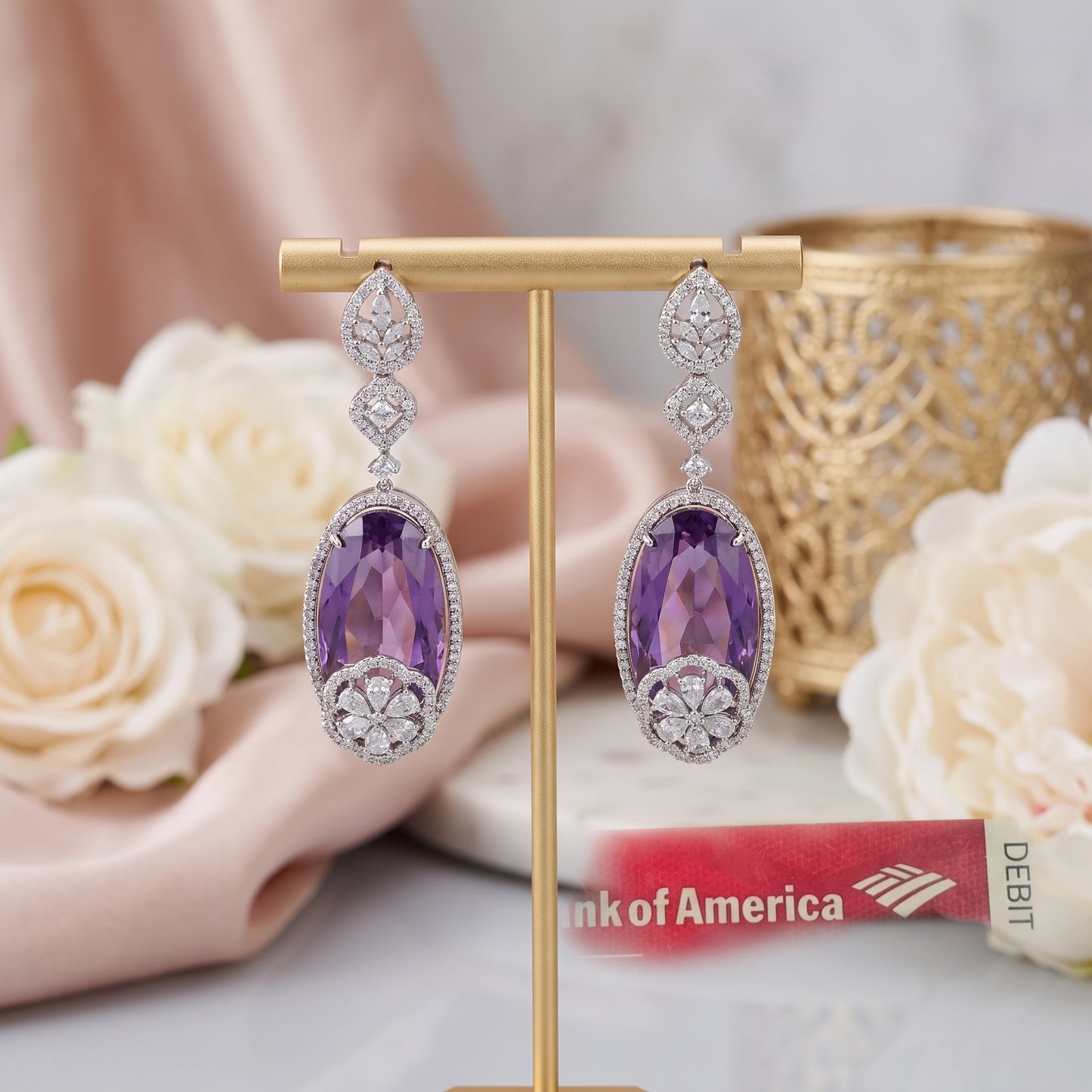 Veda · Amethyst AD Drop Earrings | Allure Jewelry by Rushi