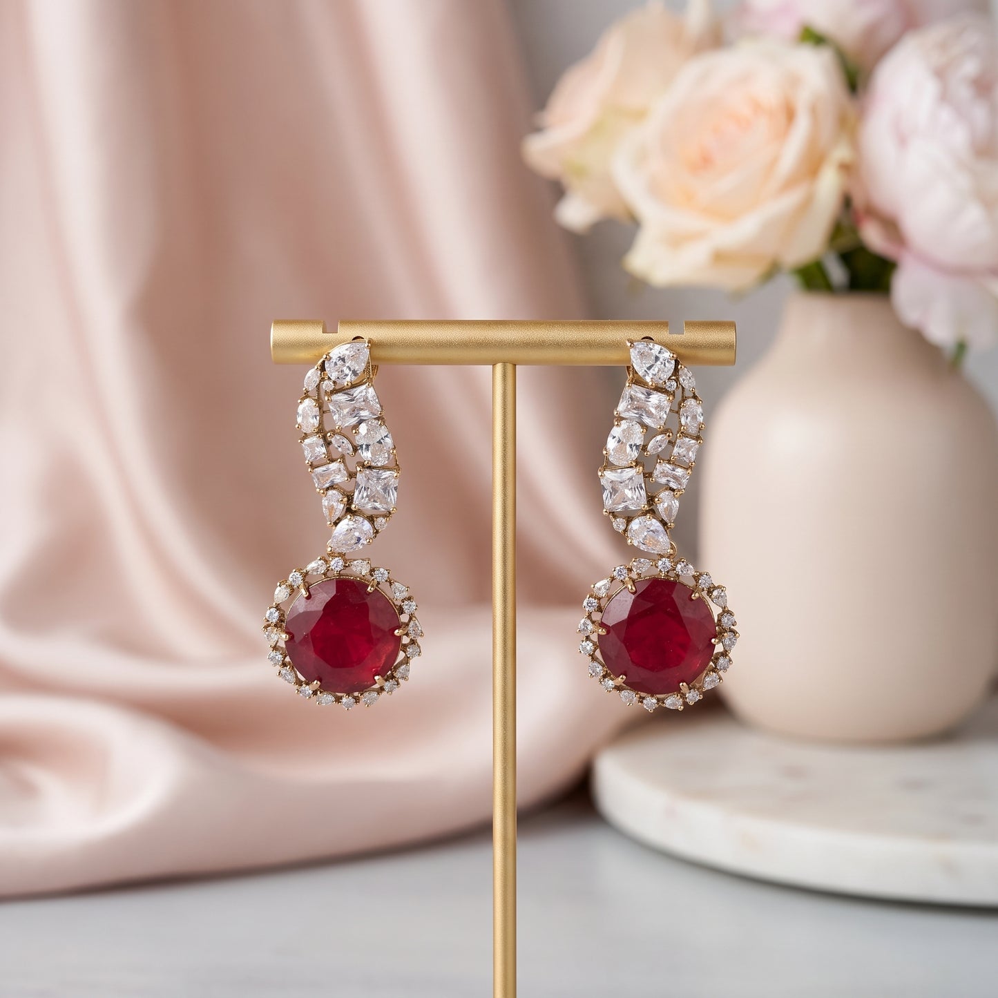 Anaya · Ruby AD Drop Earrings | Allure Jewelry by Rushi