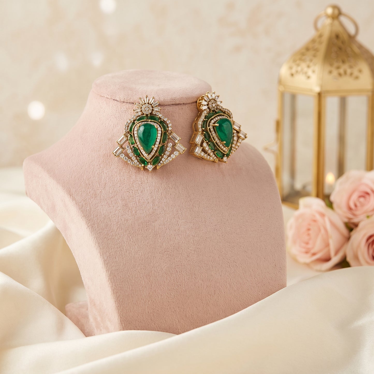 Shreya · Emerald AD Earrings | Allure Jewelry by Rushi
