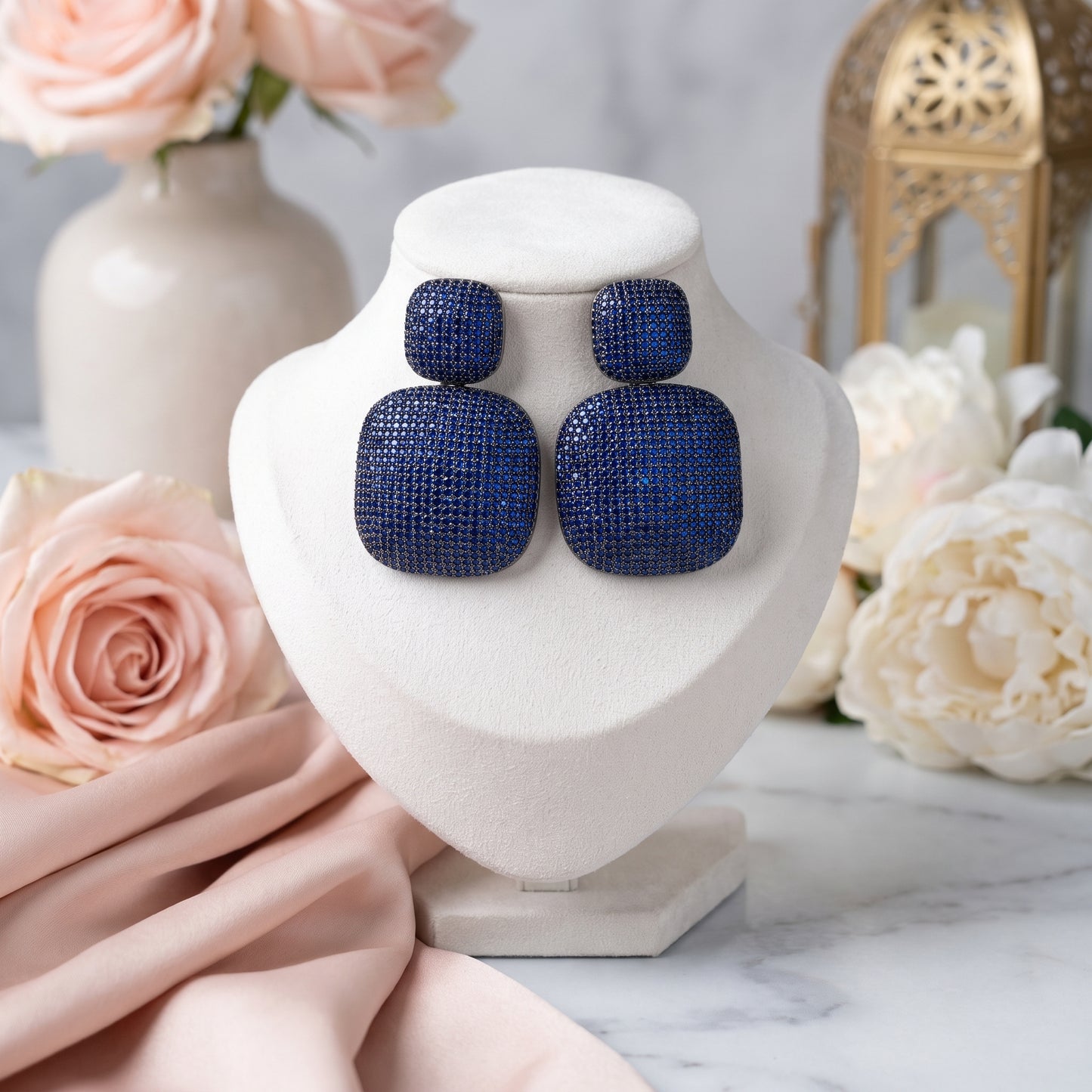 Radhika · Blue AD Drop Earrings | Allure Jewelry by Rushi