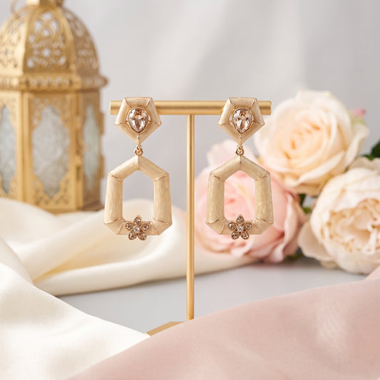 Gurleen · Cream Enamel AD Drop Earrings