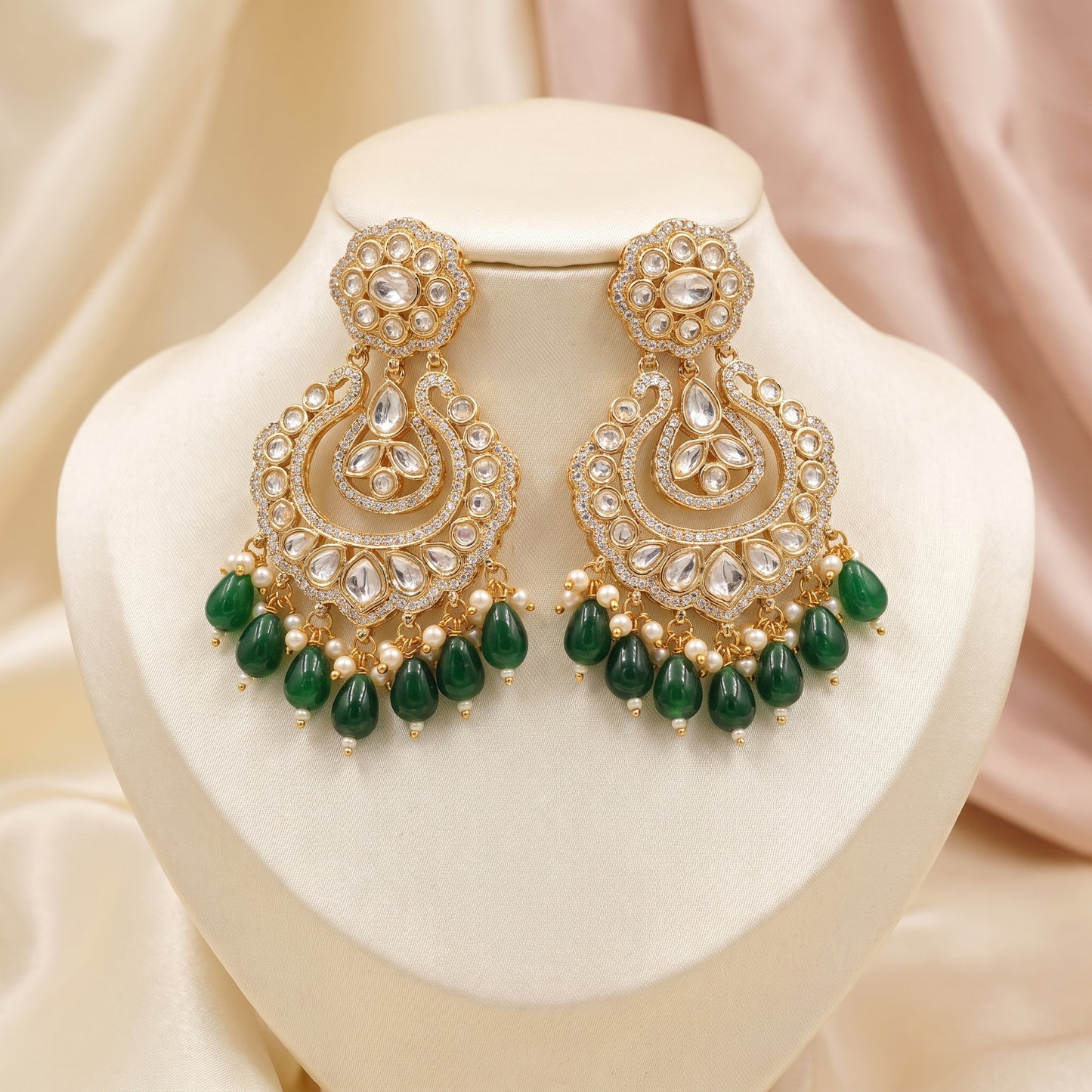 Wania · Gold Polki Emerald Jhumkas | Allure Jewelry by Rushi