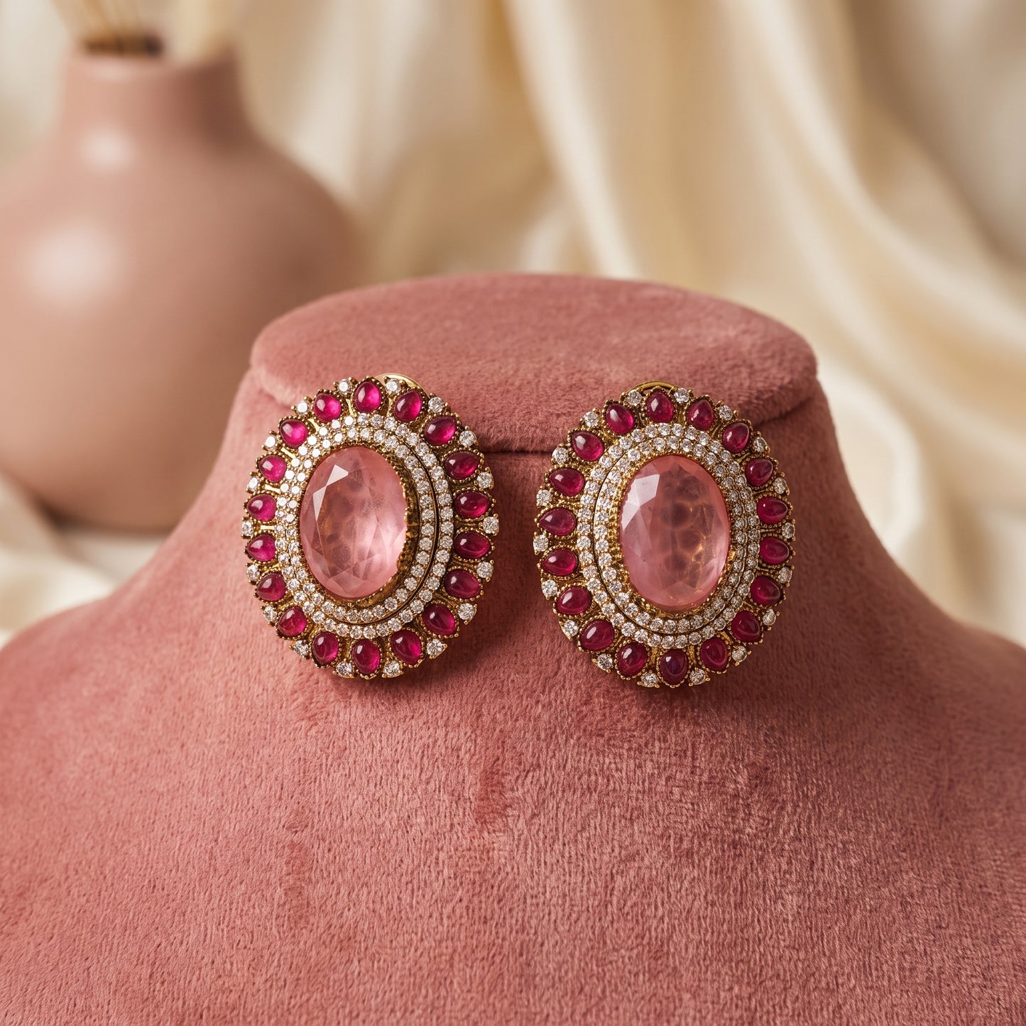 Meher · Pink Ruby AD Studs | Allure Jewelry by Rushi
