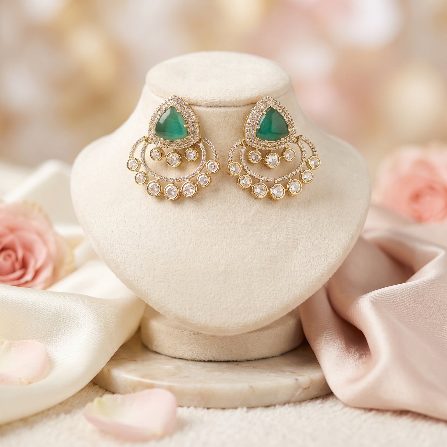 Fiza · Emerald AD Statement Earrings | Allure Jewelry by Rushi