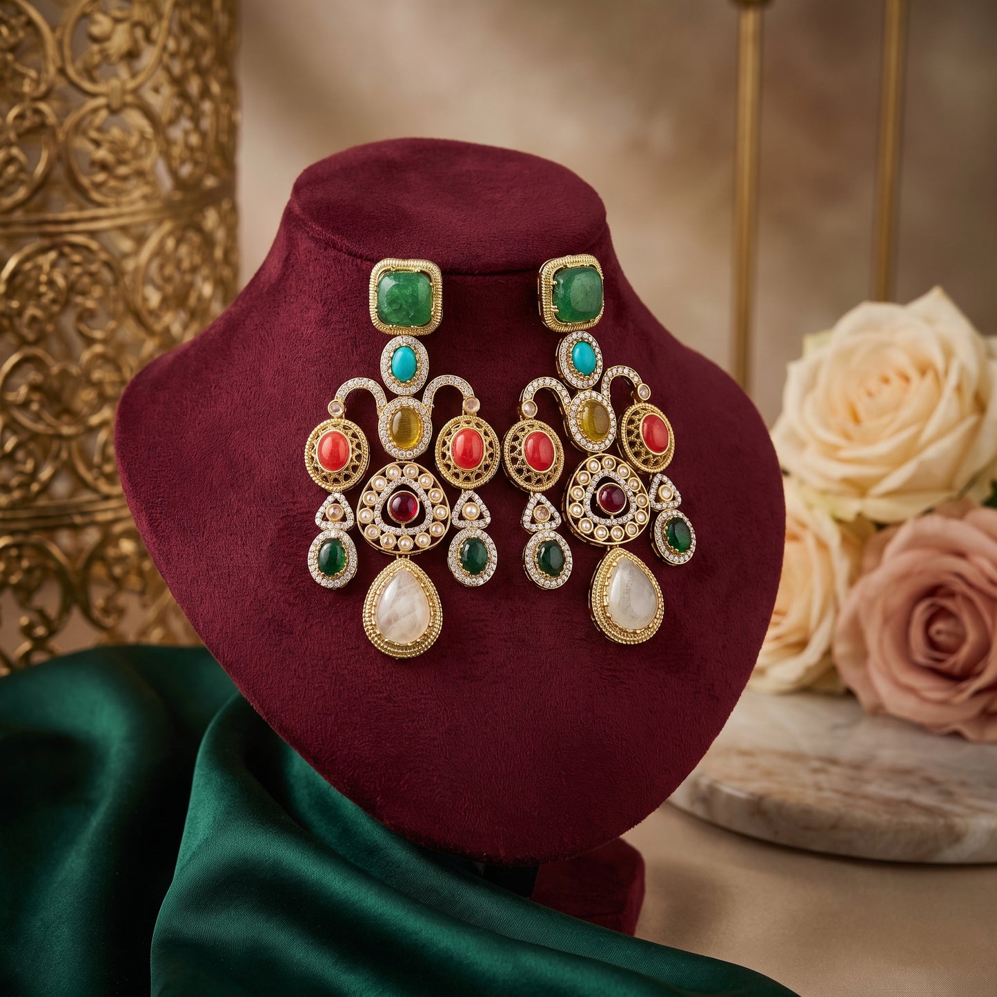Aara · Multicolored AD Gemstone Earrings | Allure Jewelry by Rushi