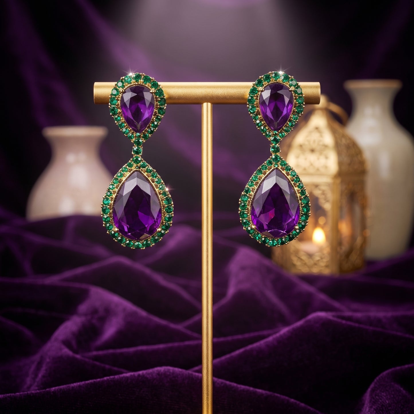 Navleen · Purple Emerald Drop Earrings | Allure Jewelry by Rushi