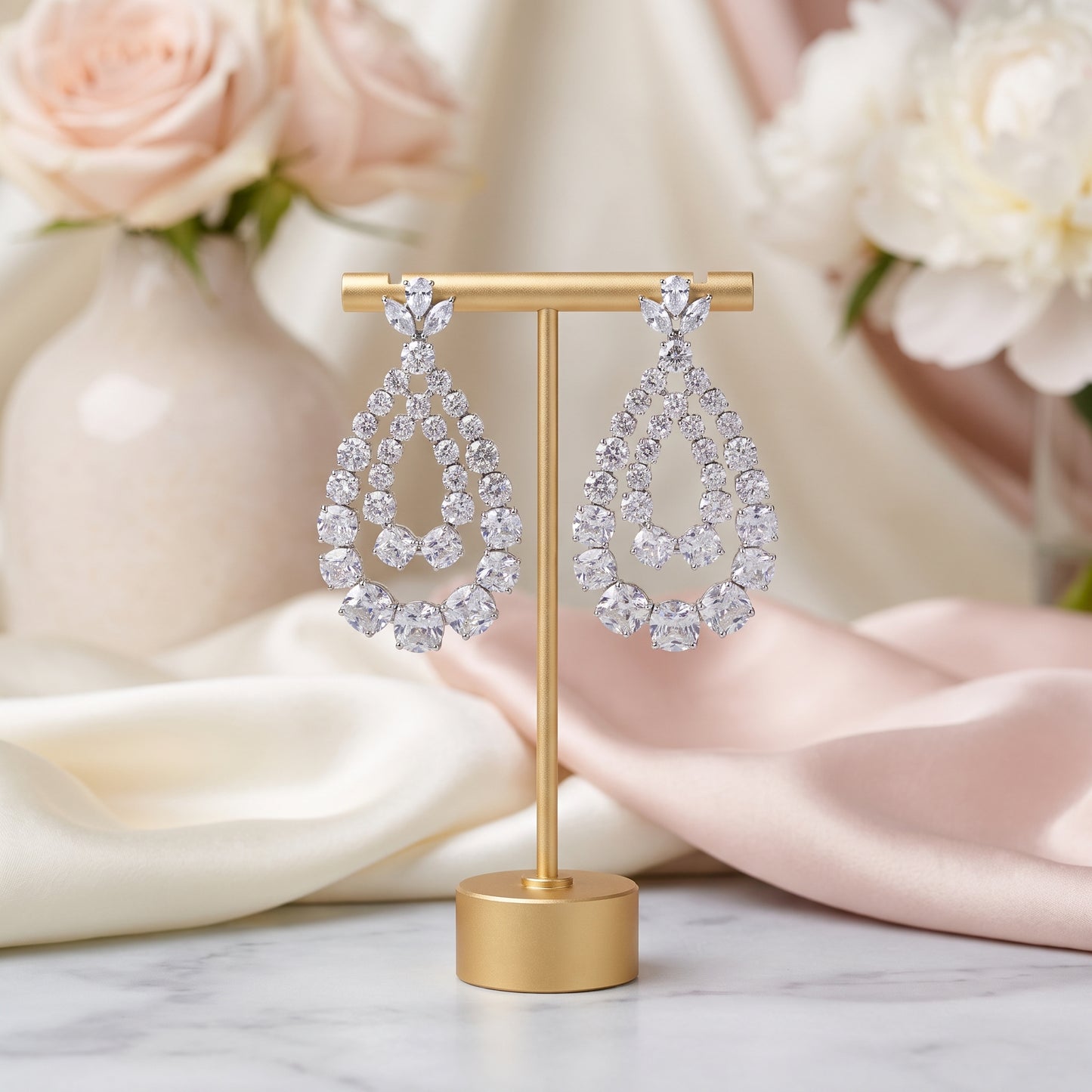 Kinza · Silver AD Drop Earrings | Allure Jewelry by Rushi