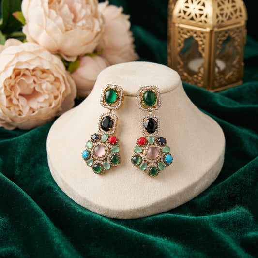 Laiba · Multi · Stone AD Drop Earrings