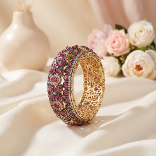 Jia · Antique Gold Ruby AD Bangle | Allure Jewelry by Rushi