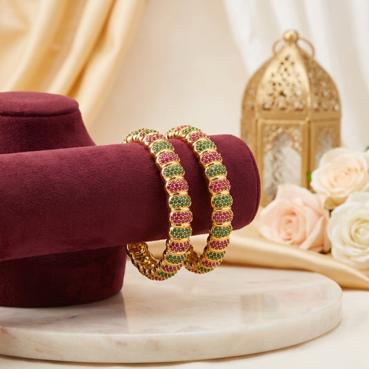 Ishita · Gold Ruby Emerald Bangles | Allure Jewelry by Rushi