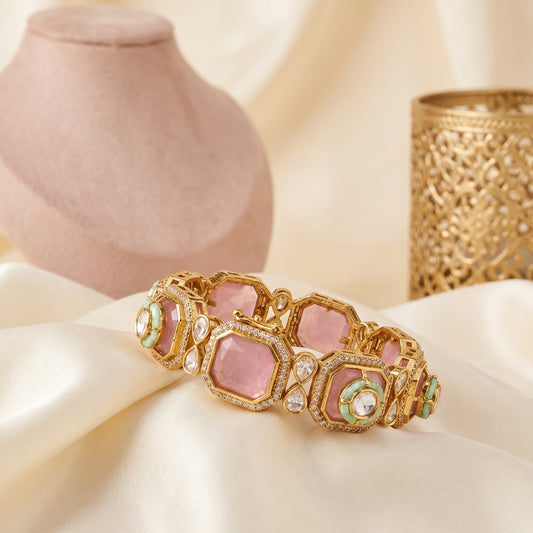 Meher ·  Rose Pink Green AD Bangle | Allure Jewelry by Rushi