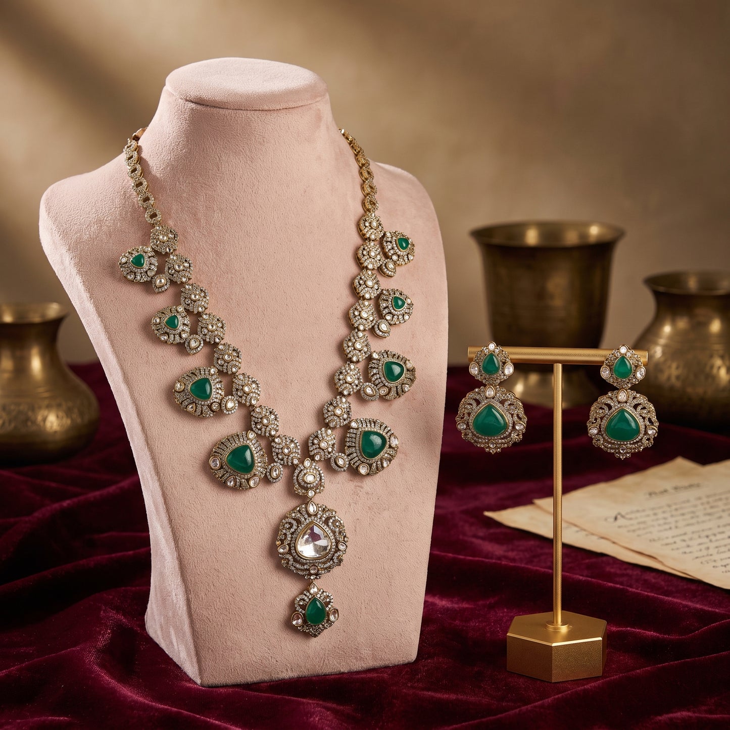 Naina · Polki Emerald Necklace Set | Allure Jewelry by Rushi