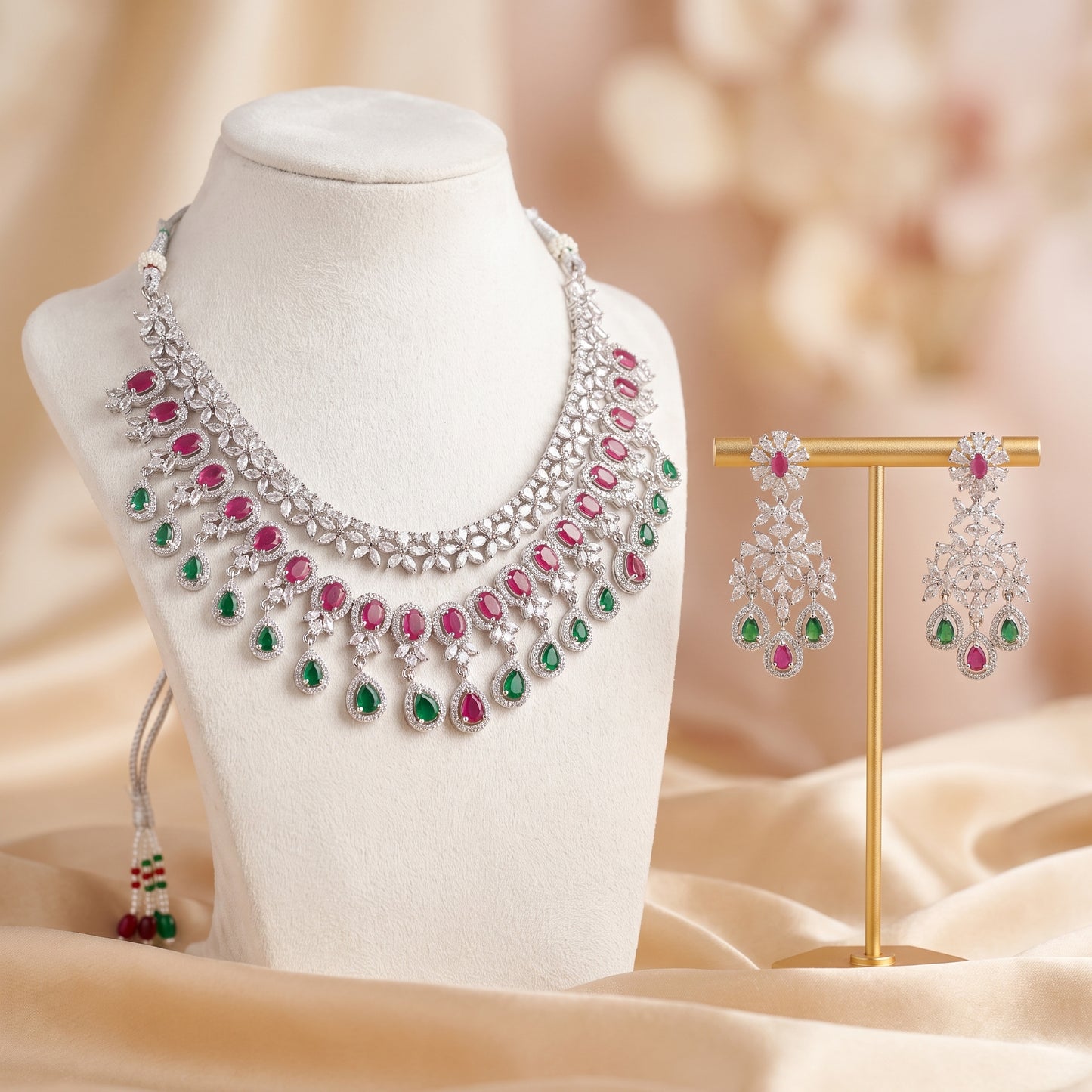 Bisma · Ruby Emerald AD Necklace Set — studio set | Allure Jewelry by Rushi
