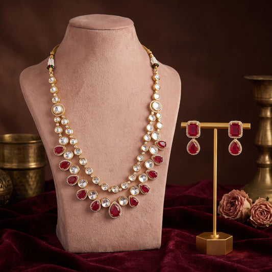 Manha · Ruby Polki AD Necklace Set — studio set | Allure Jewelry by Rushi