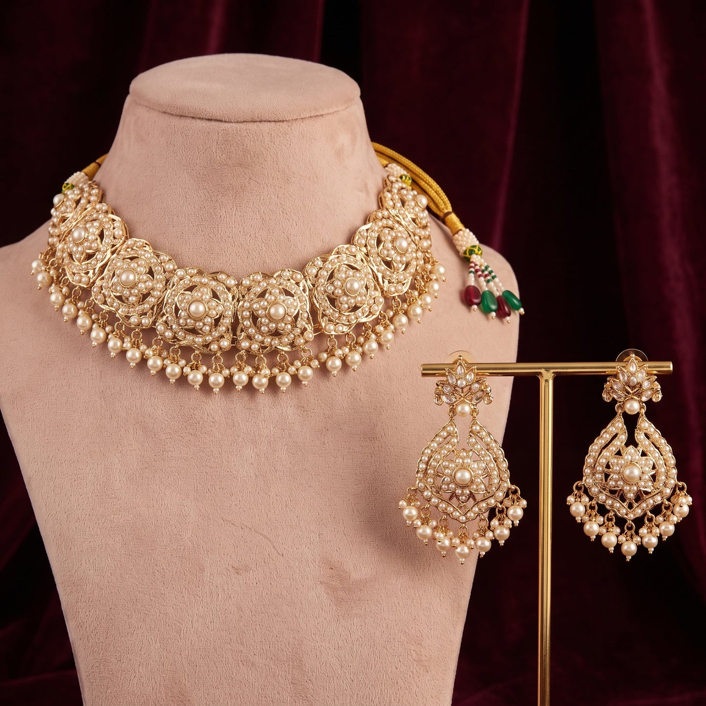 Amrita · Gold Pearl Choker Set necklace set — studio set | Allure Jewelry by Rushi