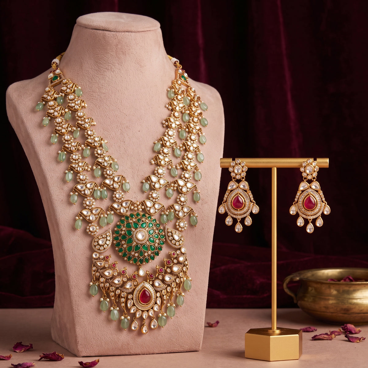 Zara · Emerald Ruby Kundan Set necklace set — studio set | Allure Jewelry by Rushi