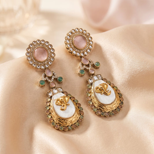 Javeria · Gold Kundan Elephant Earrings — studio set | Allure Jewelry by Rushi
