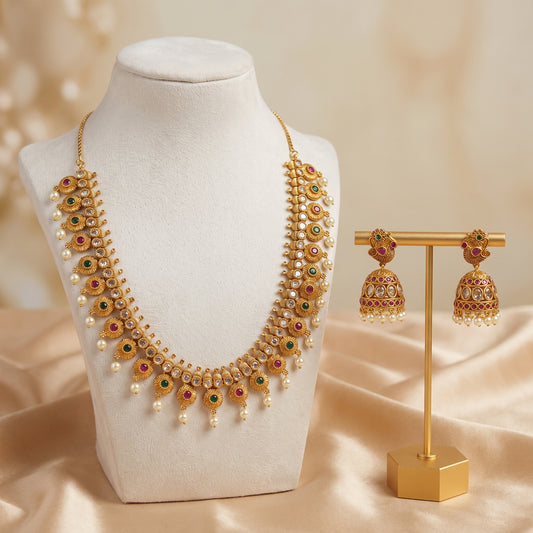 Alishba · Gold Traditional Necklace Set — studio set | Allure Jewelry by Rushi