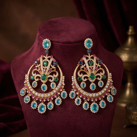 Prabhleen · Gold Multi · Stone AD Earrings — studio set | Allure Jewelry by Rushi