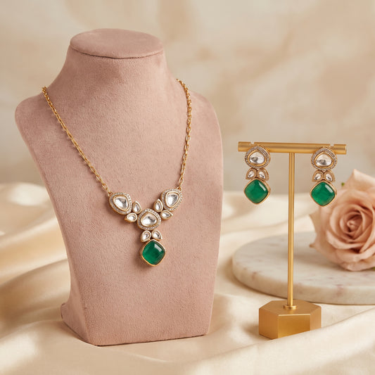 Simran · Gold Polki Emerald Necklace Set — studio set | Allure Jewelry by Rushi