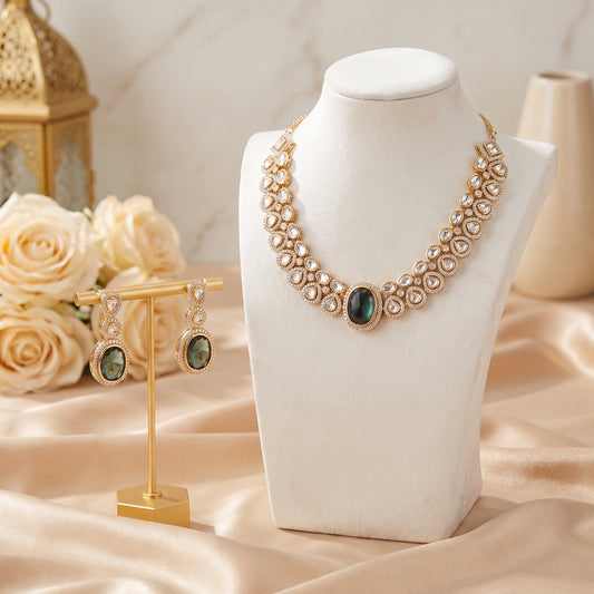 Ananya · Green Polki AD Necklace Set — studio set | Allure Jewelry by Rushi
