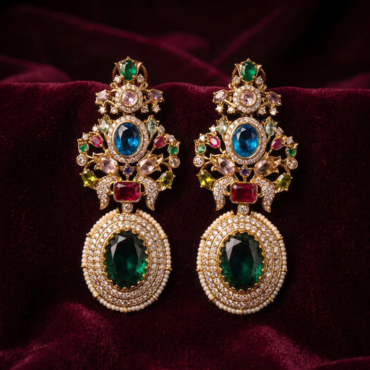 Aleezay · Gold Multi · Color AD Earrings — studio set | Allure Jewelry by Rushi