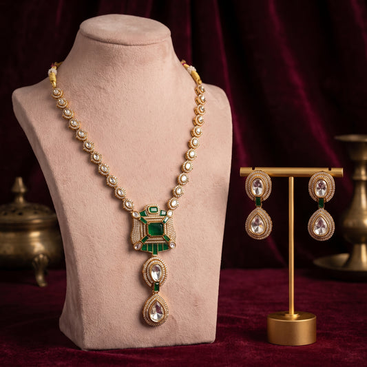 Myra · Emerald Kundan Necklace Set — studio set | Allure Jewelry by Rushi