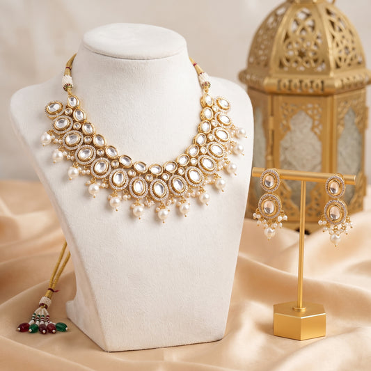 Sarika · Gold Polki Pearl Set necklace set — studio set | Allure Jewelry by Rushi