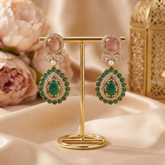 Ananya · Emerald Rose Drop Earrings — studio set | Allure Jewelry by Rushi