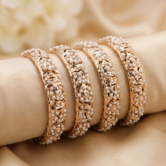 Eshal · Gold Pearl Bangles Set — studio set | Allure Jewelry by Rushi