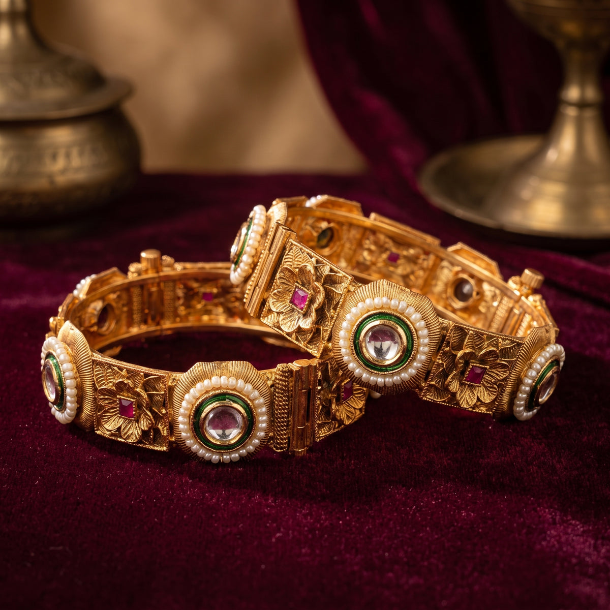 Tanvi · Antique Gold Polki Bangles — studio set | Allure Jewelry by Rushi