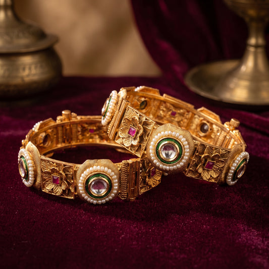 Tanvi · Antique Gold Polki Bangles — studio set | Allure Jewelry by Rushi