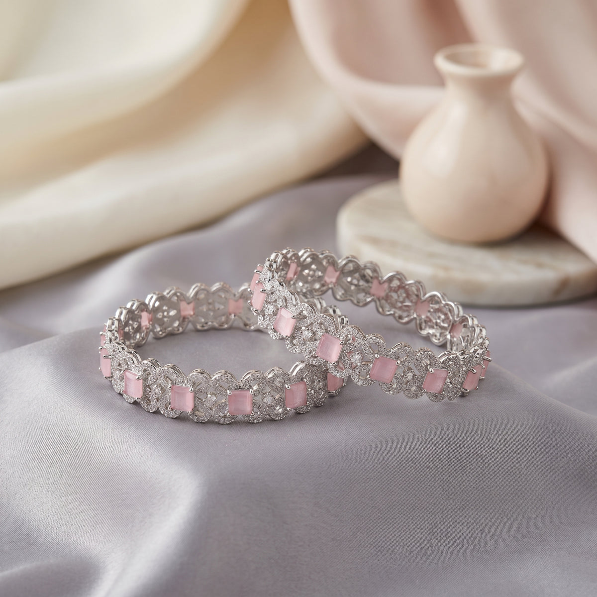 Sukhmani · Pink AD Bangles — studio set | Allure Jewelry by Rushi